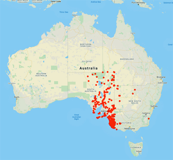 collecting locality map for 'Alcock, K.'