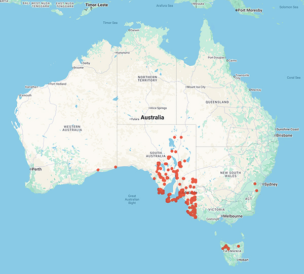 collecting locality map for 'Catcheside, D.E.A.'