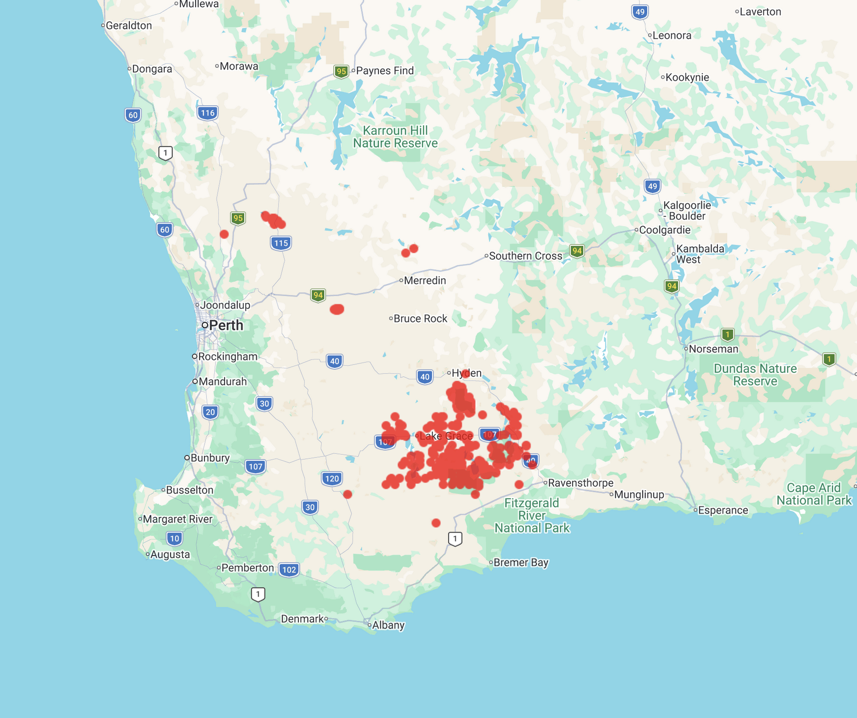 collecting locality map for 'Coates, A.'