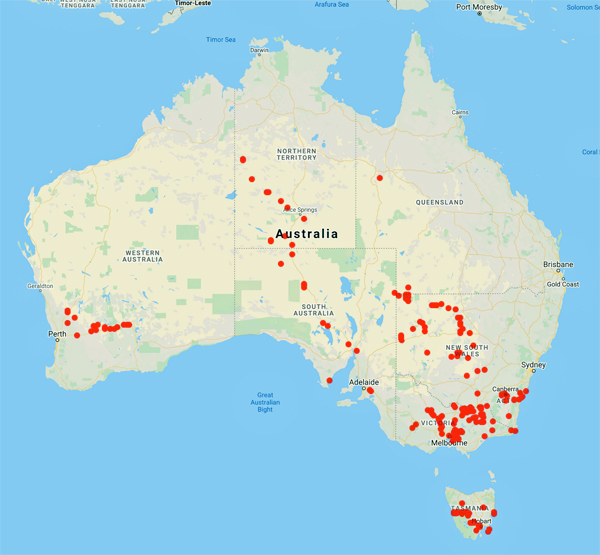 collecting locality map for 'Court, A.B.'