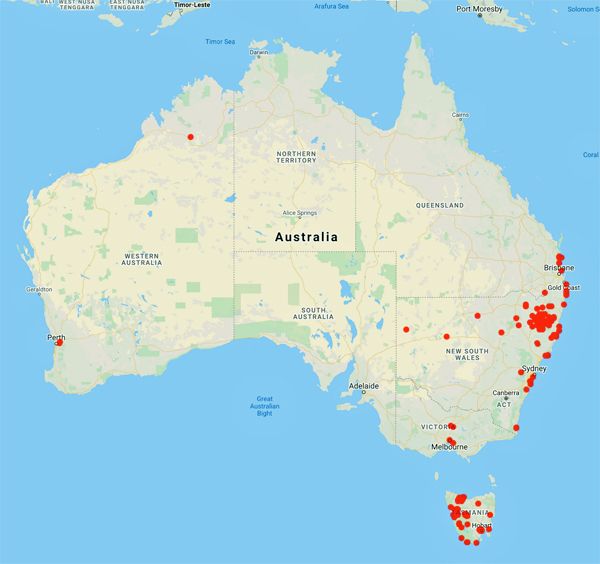 collecting locality map for 'Davis, G.L.'