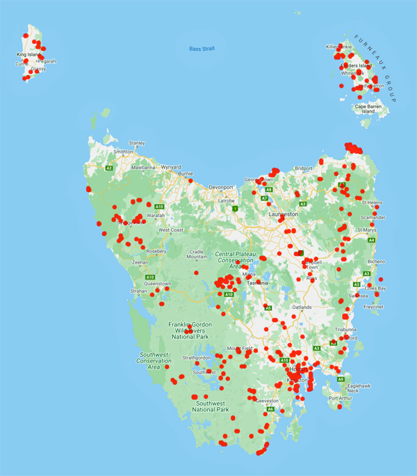 collecting locality map for 'de Salas, M.'