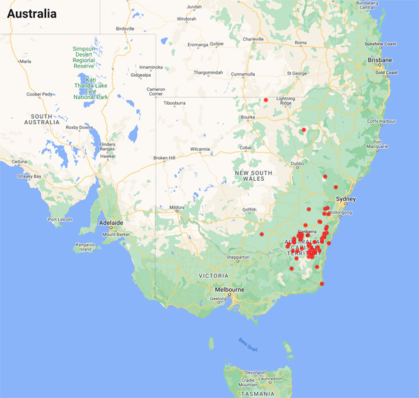 collecting locality map for 'Doherty, M.'