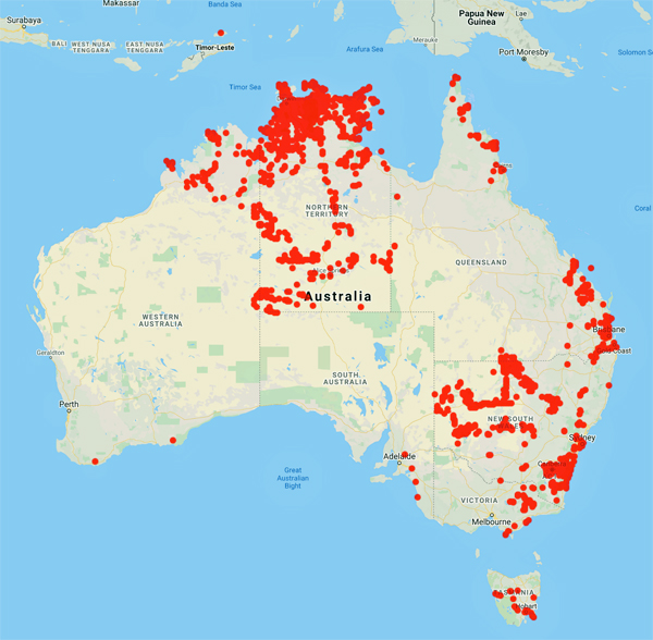 collecting locality map for 'Dunlop, C.R.'