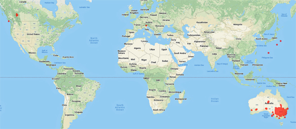 collecting locality map for 'Eldridge, D.J.'