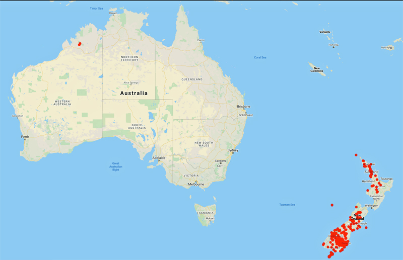 collecting locality map for 'Galloway, D.J.'