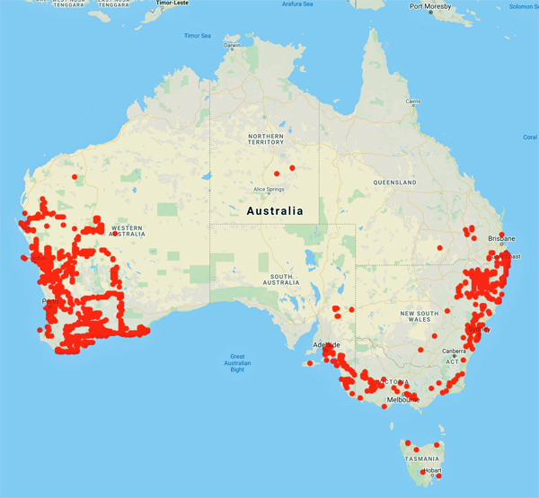 collecting locality map for 'Green, J.W.'