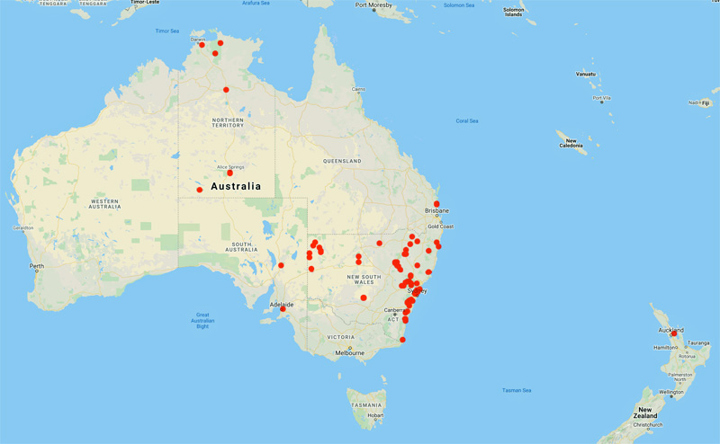 collecting locality map for 'Lee, A.T.'