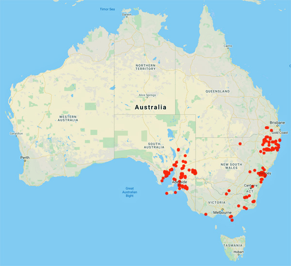 collecting locality map for 'McAlister, E.J.'