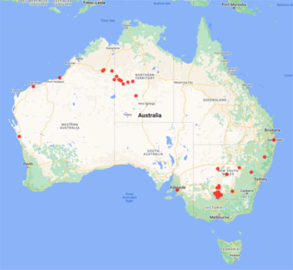 collecting locality map for 'Officer, E.'