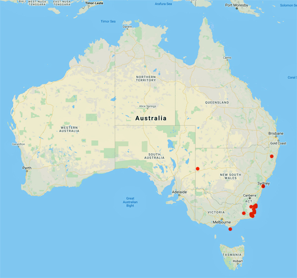 collecting locality map for 'Reader, E.'