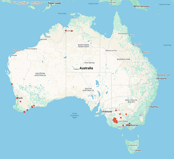 collecting locality map for 'Rogers, F.'