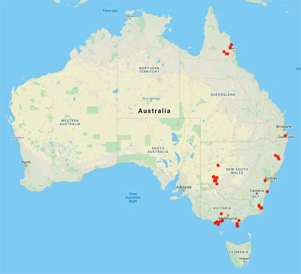 collecting locality map for 'Summerell, B.'