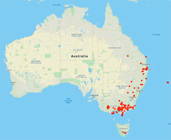 collecting locality map for 'Thies, A.W.'