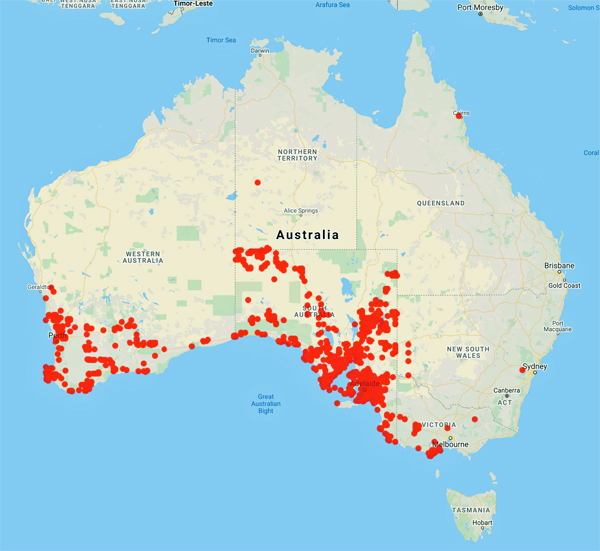 collecting locality map for 'Whibley, D.J.E.'