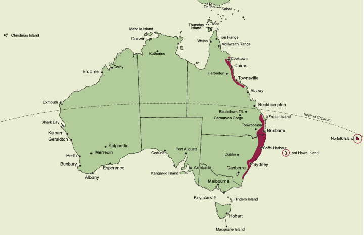 Adelopetalum distribution map